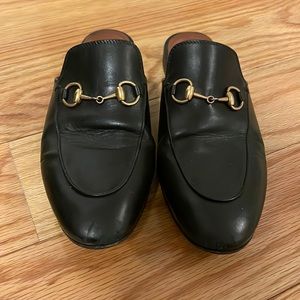 Gucci Black Princetown Horsebit Leather Loafer Slides
